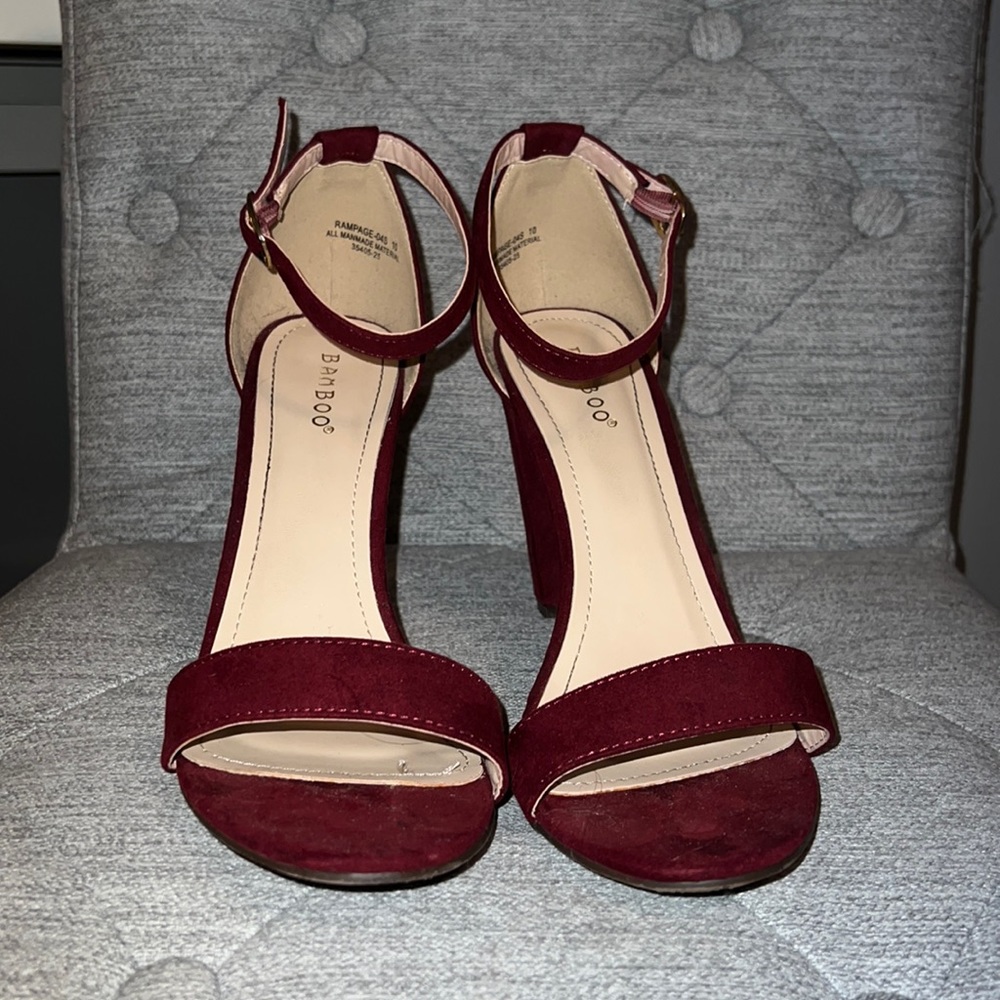 Bamboo 3 inch maroon heels